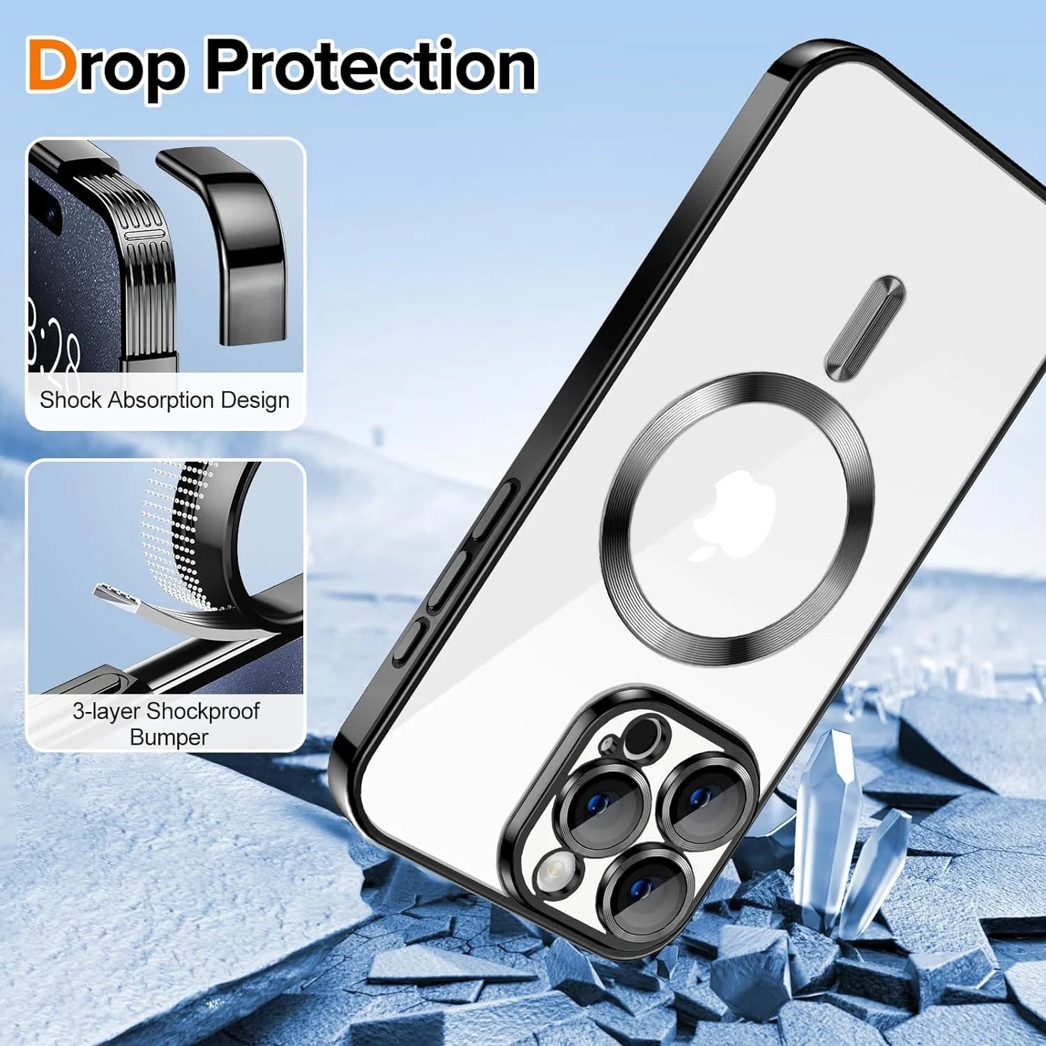 Funda Delgada a Prueba De Golpes Para Teléfono Celular Para Apple Iphone 15 Pro Max, Negro