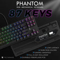 Phantom 87 Key RGB Mechanical Gaming Keyboard | Outemu Red Switch | 16.8M Color LED Lighting | 18 Pre-Set | Low Latency | N-Key Rollover | Software Customizable Keys | Wired USB Connection
